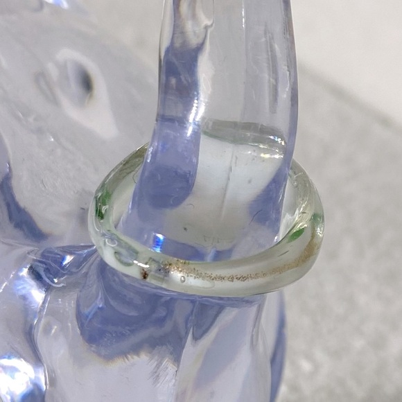 Vintage Art Glass Handmade Cream Green Gold Glitter Band Ring - Picture 4 of 11